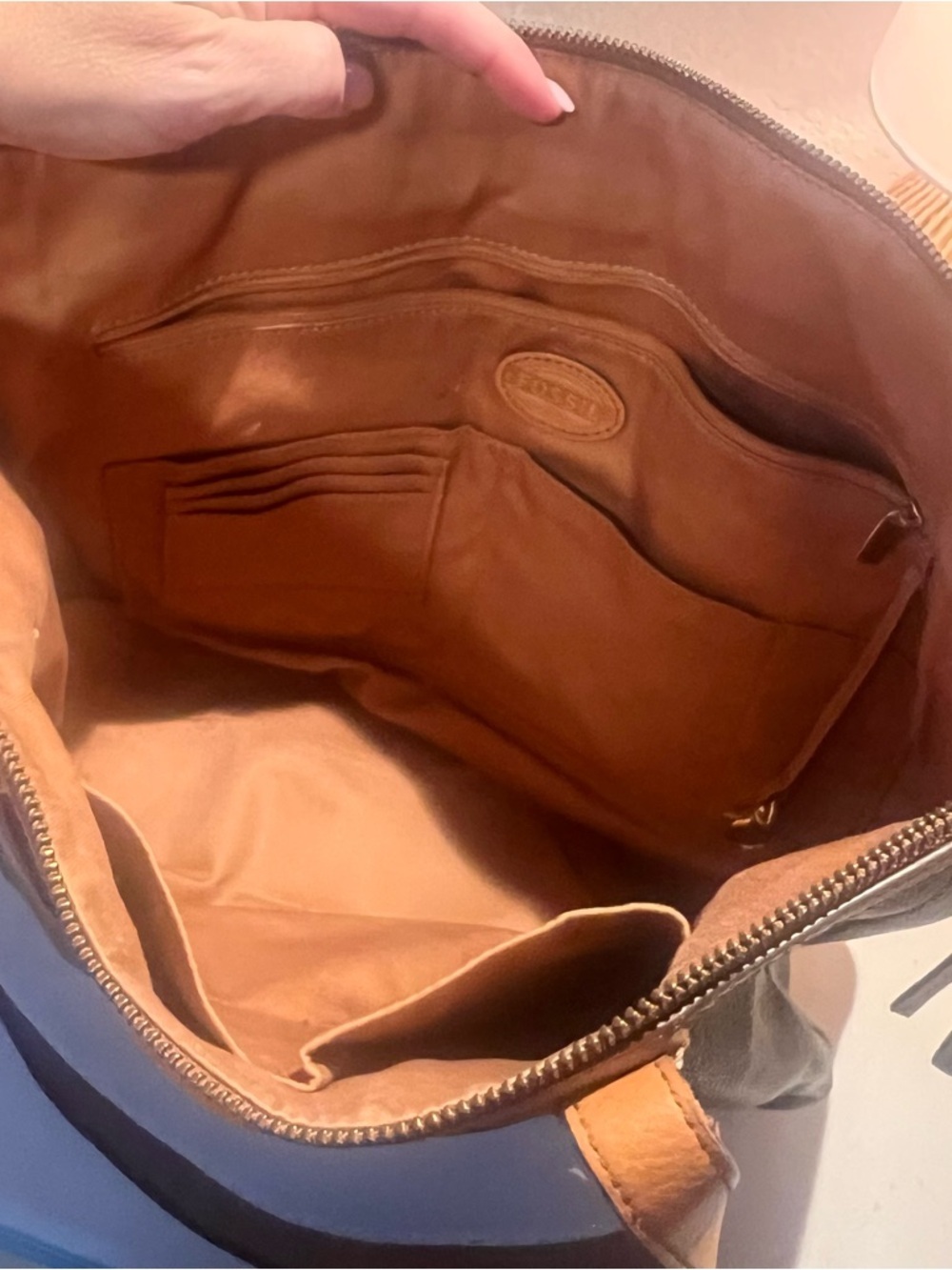Fossil Sydney Tan & Chocolate Coated Canvas Tote Bag - Picture 2 of 10